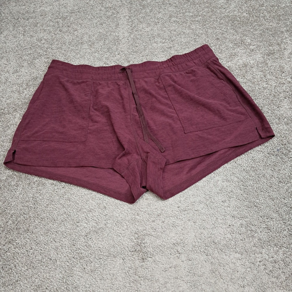 90 Degree by Reflex Women XXL Merlot Heather Drawstring Lounge Shorts 980318995